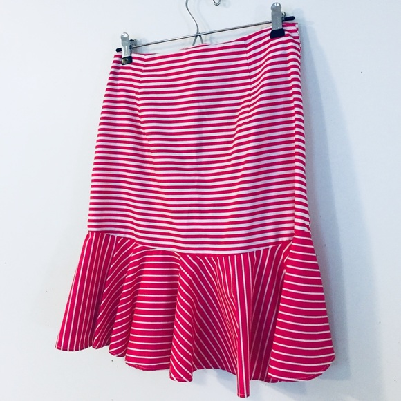 Zara Fit & Flare Stripe Printed Fuchsia Skirt - Picture 6 of 8